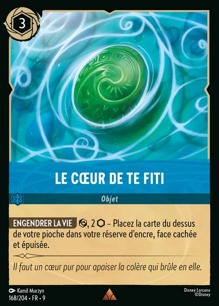 Le Cœur de Te Fiti, carte Disney Lorcana CH9-168 — extension Fabuleux