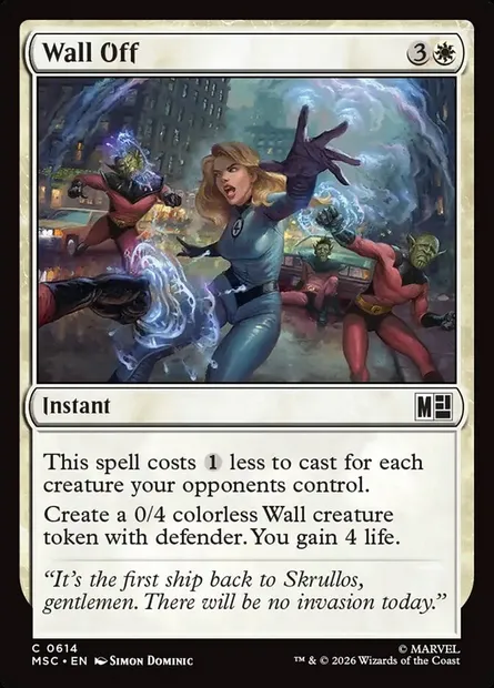 Wall Off, Magic card MSC 614 — Marvel Super Heroes Commander set