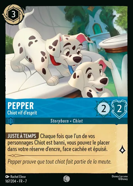Pepper - Chiot vif d'esprit, carte Disney Lorcana CH7-167 — extension L'île d'Archazia