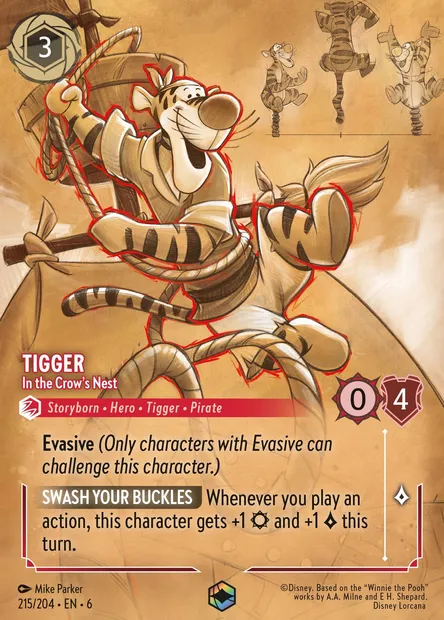 Tigger - In the Crow's Nest, Disney Lorcana card CH6-215 — Azurite Sea set