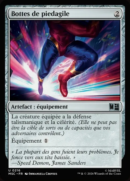 Bottes de piedagile, carte Magic MSC 216 — extension Marvel Super Heroes Commander