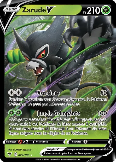 Zarude V, carte Pokémon VIV 22 — extension Voltage Éclatant