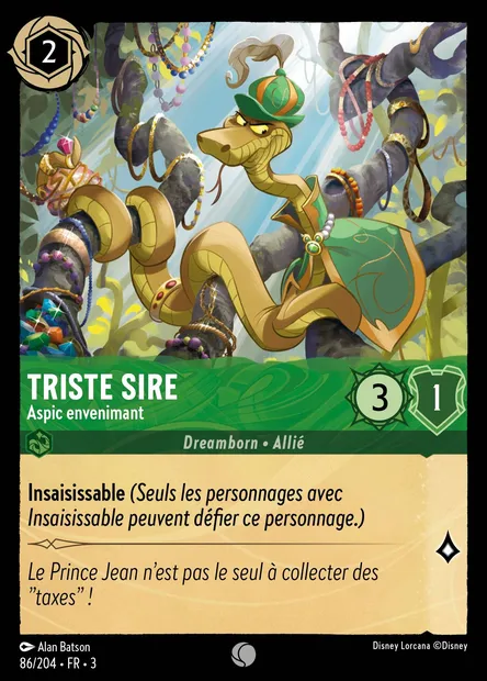 Triste Sire - Aspic envenimant, carte Disney Lorcana CH3-086 — extension Les Terres d'Encres