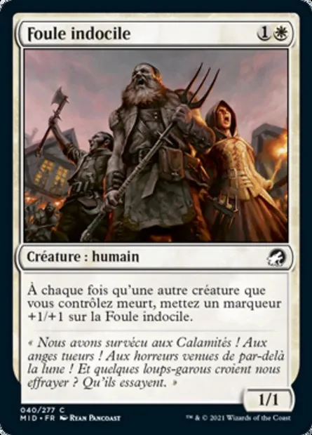 Foule indocile, carte Magic MID 40 — extension Innistrad : chasse de minuit
