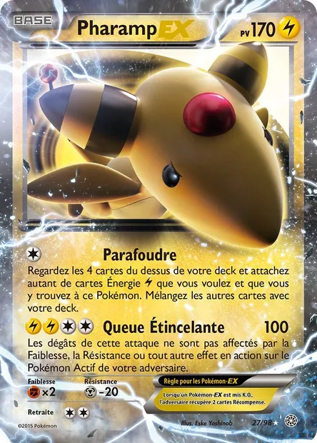 Pharamp EX, carte Pokémon AOR 27 — extension Origines Antiques