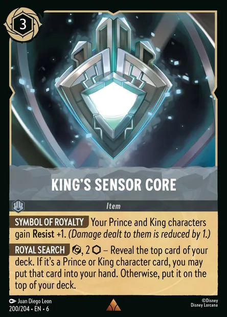 King's Sensor Core, Disney Lorcana card CH6-200 — Azurite Sea set