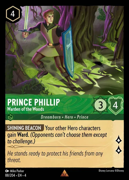 Prince Phillip - Warden of the Woods, Disney Lorcana card CH4-088 — Ursula's Return set