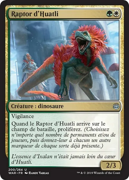 Raptor d'Huatli, carte Magic WAR 200 — extension La guerre des Planeswalkers
