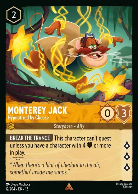 Monterey Jack - Hypnotized by Cheese, Disney Lorcana card CH12-012 — Wilds Unknown set