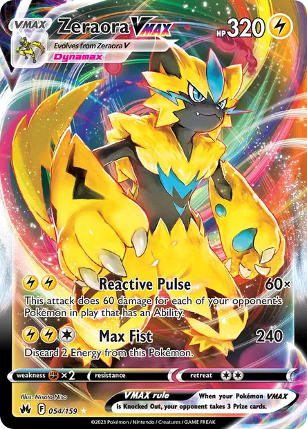 Zeraora VMAX, Pokémon card CRZ 054 — Crown Zenith set