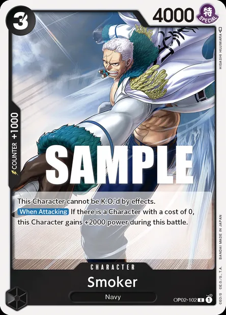 Smoker, One Piece card OP02-102 — PARAMOUNT WAR set