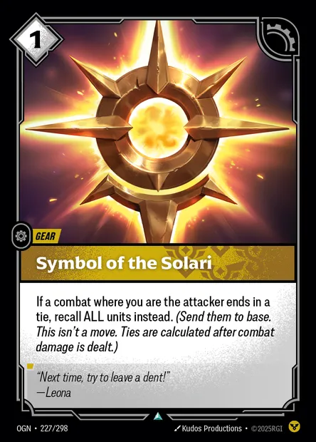Symbol of the Solari, carte Riftbound OGN 227 — extension Origins