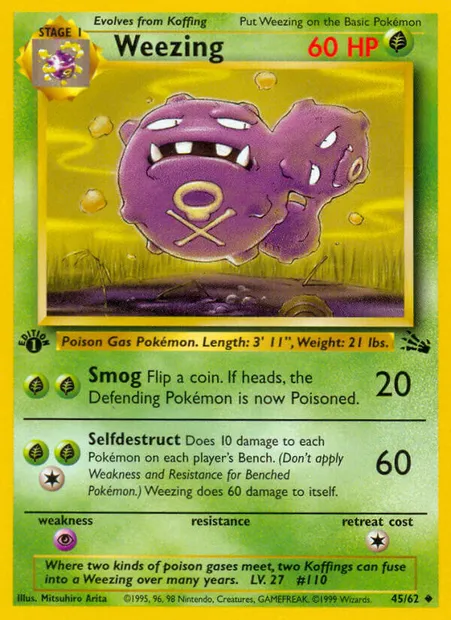 Weezing, Pokémon card FO 45 — Fossil set
