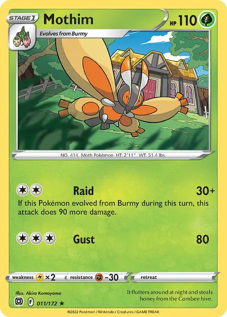 Mothim, Pokémon card BRS 011 — Brilliant Stars set