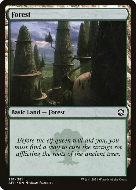 Forest, Magic card AFR 281 — Adventures in the Forgotten Realms set