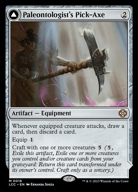 Paleontologist's Pick-Axe // Dinosaur Headdress, Magic card LCC 16 — The Lost Caverns of Ixalan Commander set
