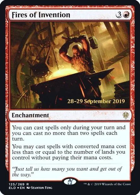 Feux de l'invention, carte Magic PELD 125s — extension Throne of Eldraine Promos