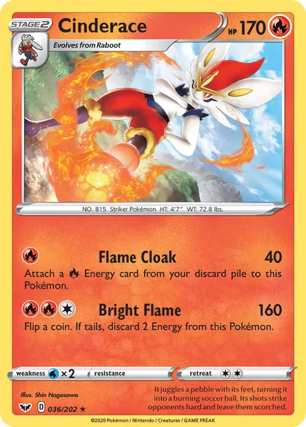 Cinderace, Pokémon card SSH 36 — Sword & Shield set