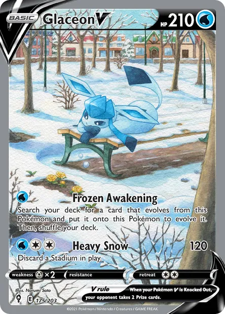 Glaceon V, Pokémon card EVS 175 — Evolving Skies set