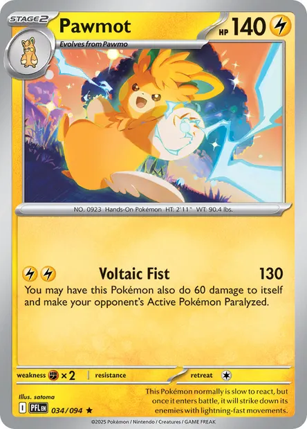 Pawmot, Pokémon card PFL 034 — Phantasmal Flames set