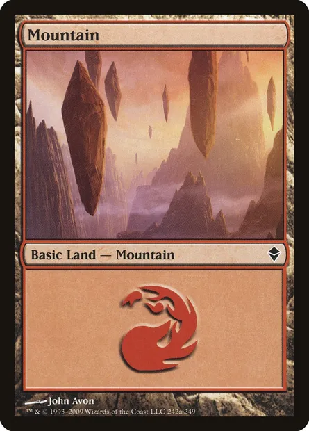 Montagne, carte Magic ZEN 242a — extension Zendikar