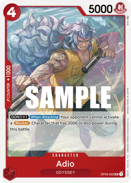 Adio, carte One Piece OP03-002 — extension PILLARS OF STRENGTH