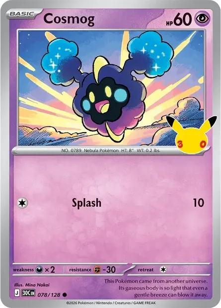 Cosmog, Pokémon card 30C 078 — 30th Celebration set