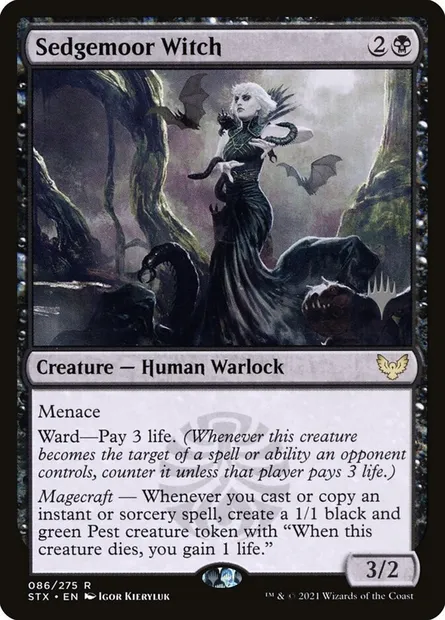 Envoûteuse de Tourbejonc, carte Magic PSTX 86p — extension Strixhaven: School of Mages Promos
