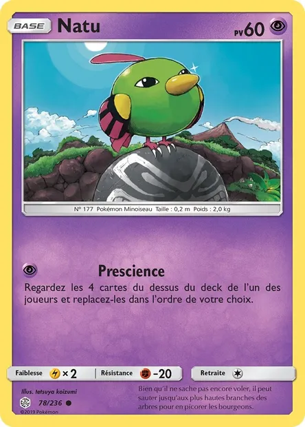 Natu, carte Pokémon CEC 78 — extension Éclipse Cosmique