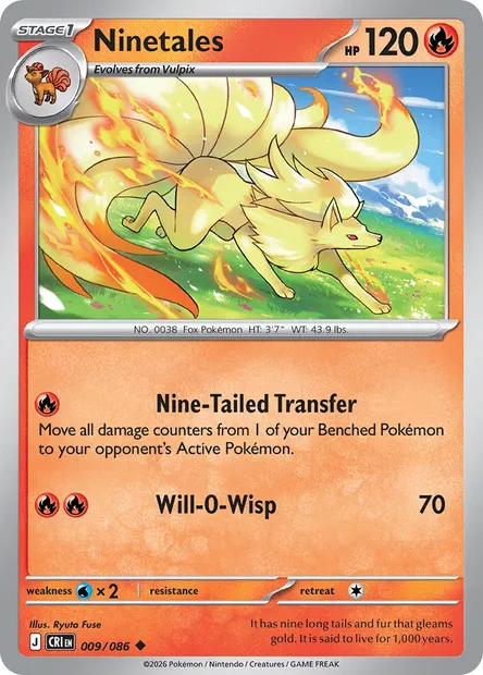 Ninetales, Pokémon card CRI 009 — Chaos Rising set