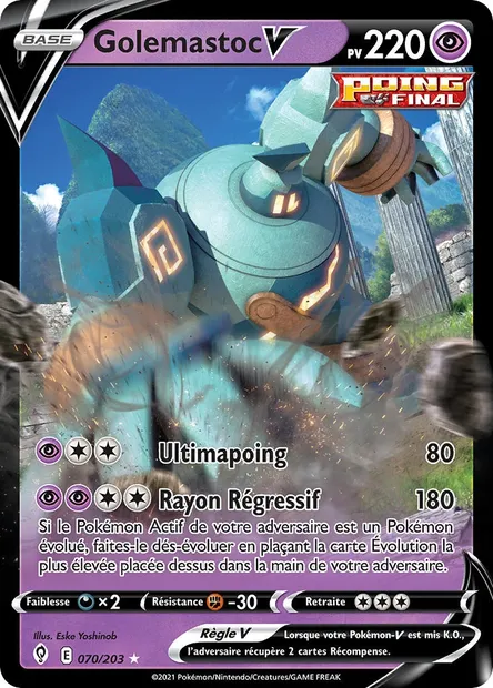 Golemastoc V, carte Pokémon EVS 70 — extension Évolution Céleste