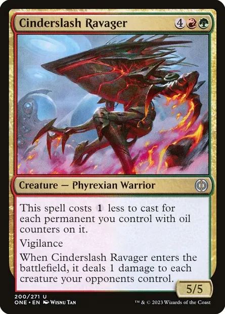 Cinderslash Ravager, Magic card ONE 200 — Phyrexia: All Will Be One set