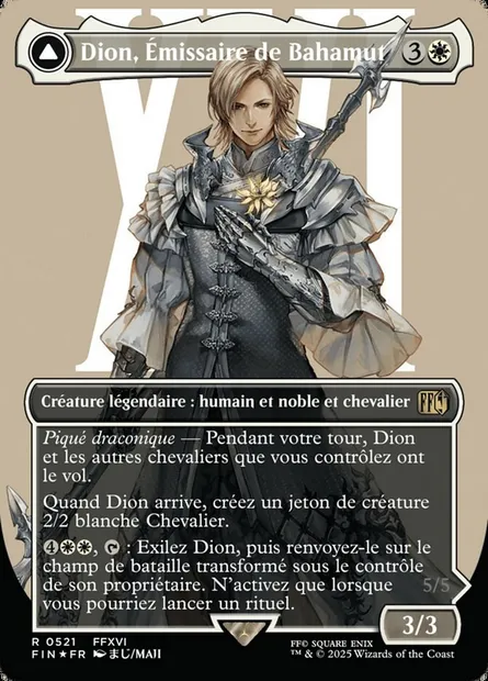 Dion, Bahamut's Dominant // Bahamut, Warden of Light, carte Magic FIN 521 — extension Final Fantasy