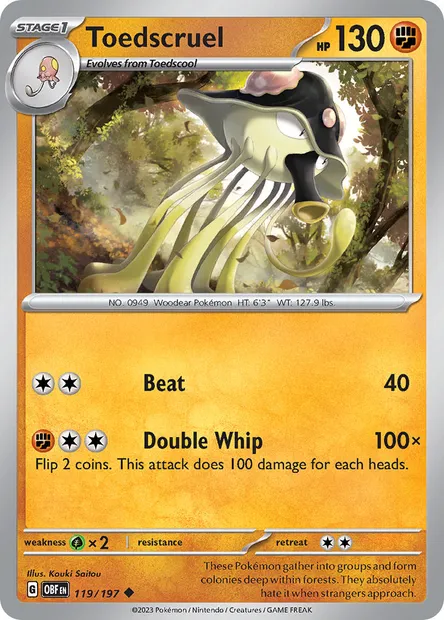 Toedscruel, Pokémon card OBF 119 — Obsidian Flames set