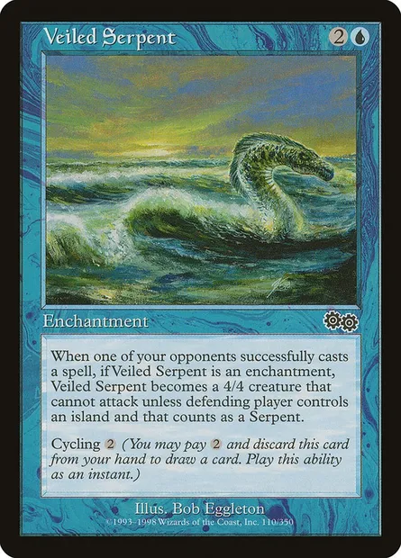 Veiled Serpent, Magic card USG 110 — Urza's Saga set