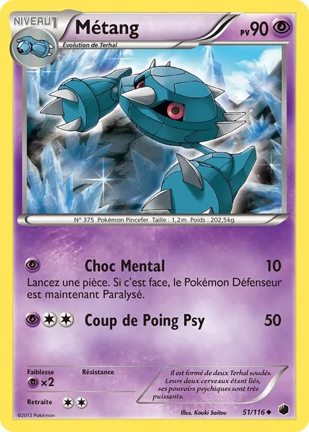 Métang, carte Pokémon PLF 51 — extension Glaciation Plasma
