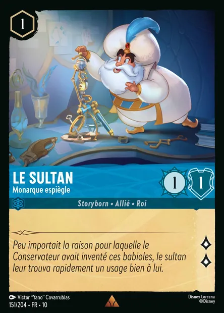 Le Sultan - Monarque espiègle, carte Disney Lorcana CH10-151 — extension Lueurs dans les Profondeurs