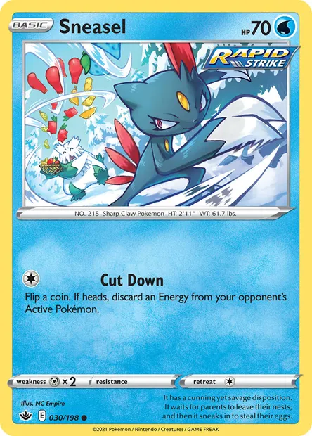 Sneasel, Pokémon card CRE 30 — Chilling Reign set