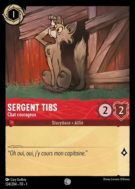 Sergent Tibs - Chat courageux, carte Disney Lorcana CH1-124 — extension Premier Chapitre