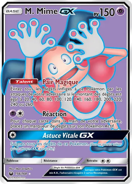 M. Mime GX, carte Pokémon CES 156 — extension Tempête Céleste