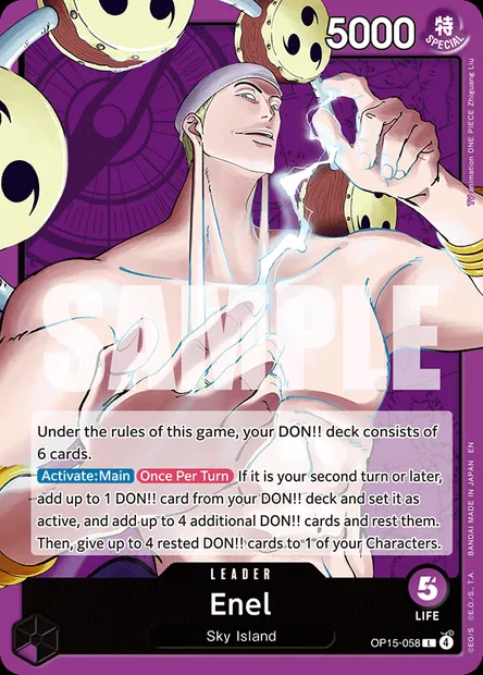 Enel, One Piece card OP15-058 — ADVENTURE ON KAMI’S ISLAND set