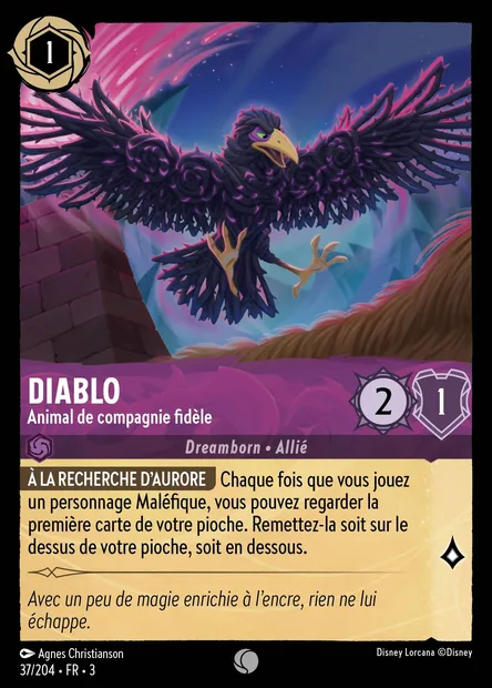 Diablo - Animal de compagnie fidèle, carte Disney Lorcana CH3-037 — extension Les Terres d'Encres