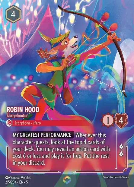 Robin Hood - Sharpshooter, Disney Lorcana card CH5-215 — Shimmering Skies set