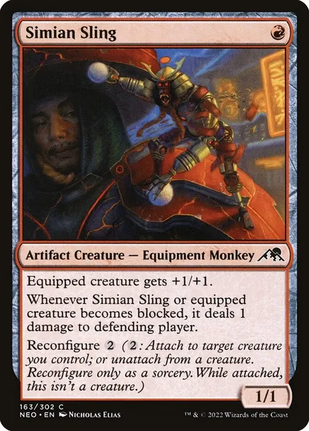 Simian Sling, Magic card NEO 163 — Kamigawa: Neon Dynasty set
