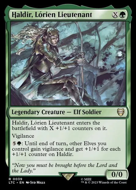 Haldir, Lórien Lieutenant, Magic card LTC 39 — Tales of Middle-earth Commander set