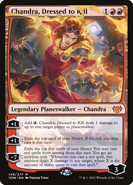 Chandra, Dressed to Kill, Magic card PVOW 149p — Innistrad: Crimson Vow Promos set