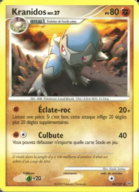 Kranidos, carte Pokémon PL 46 — extension Platine