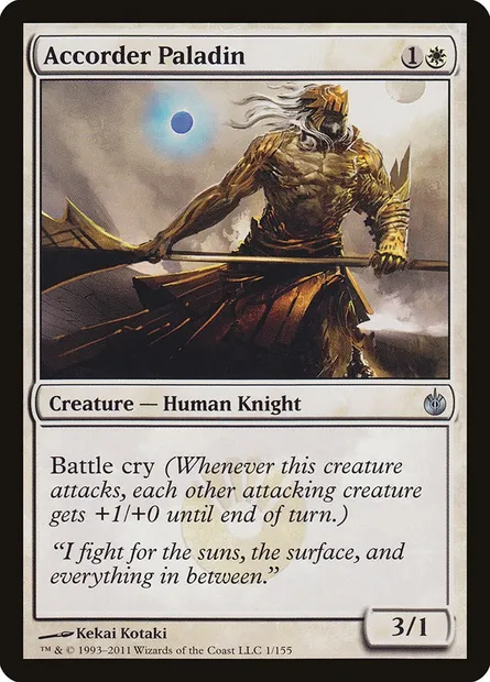 Accorder Paladin, Magic card MBS 1 — Mirrodin Besieged set