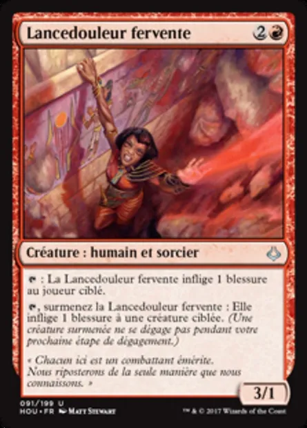 Lancedouleur fervente, carte Magic HOU 91 — extension L’âge de la destruction