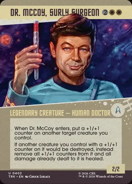 Dr. McCoy, Surly Surgeon, Magic card TRK 402 — Star Trek set